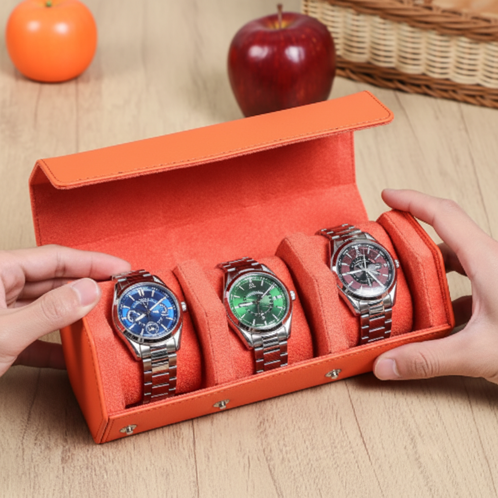 Boite À Montre De Voyage Cuir – Étui Roulé 3 Emplacements