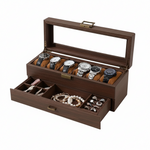 Boîte À Montres Style Antique – 6 Emplacements & Rangement Bijoux