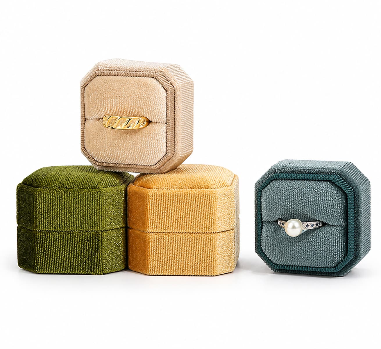 Écrin Bague Velours Vintage