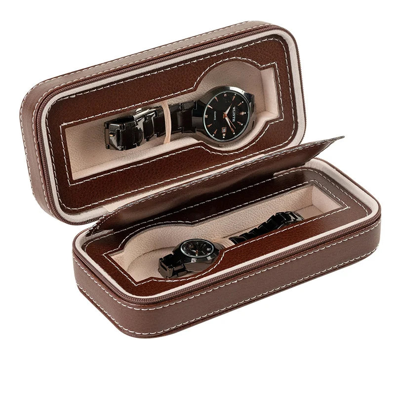 Étui De Voyage En Cuir Marron – 2 Ou 4 Emplacements