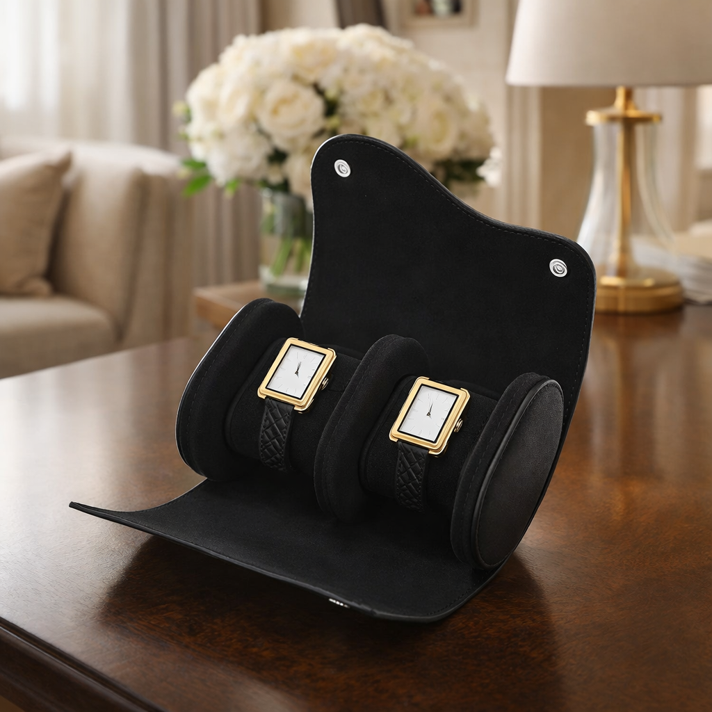 Étui De Voyage Duo En Cuir -  Forme Ovale Élégante