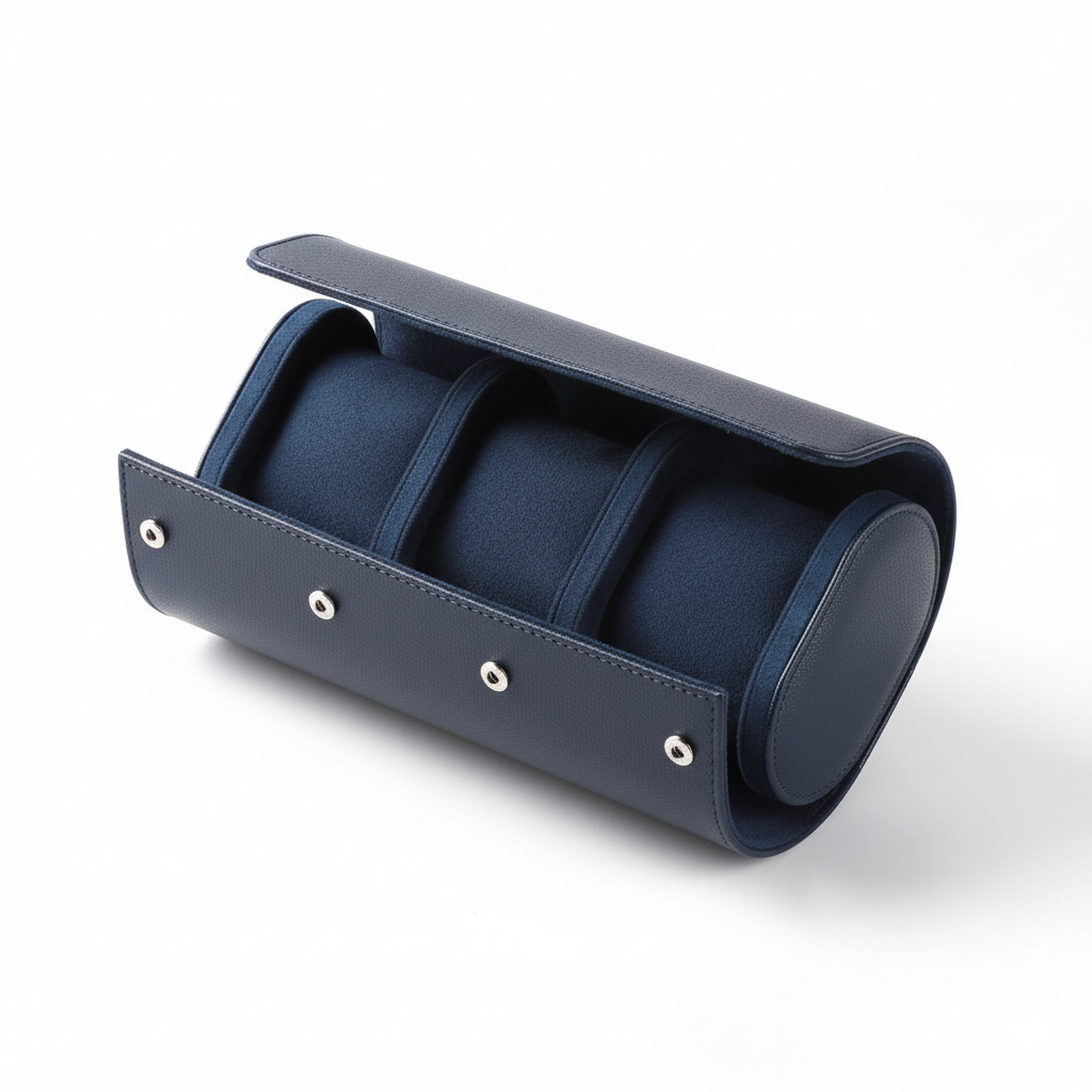 Étui Vintage En Similicuir Bleu – Rangement Élégant Nomade